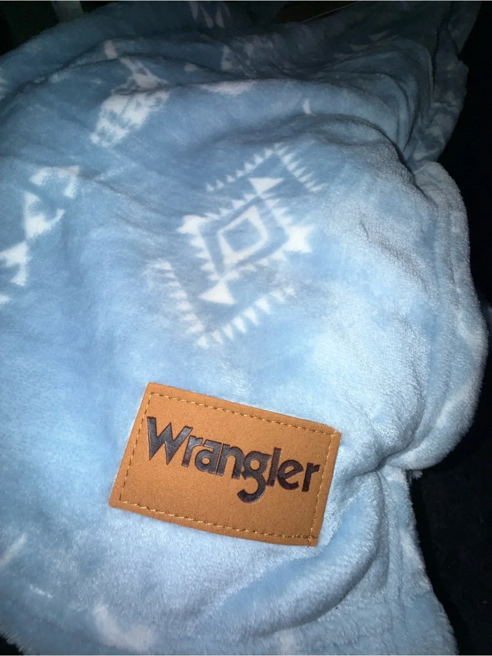 NEW Wrangler Oversized Ultra Plush Throw 60x70 Light Blue Aztec Steer Cow Skull